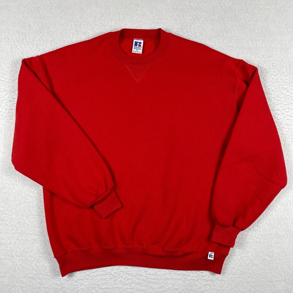 Russell‎ Athletic Sweatshirt Mens XL Red Vintage 90s Made in USA Crewneck Blank